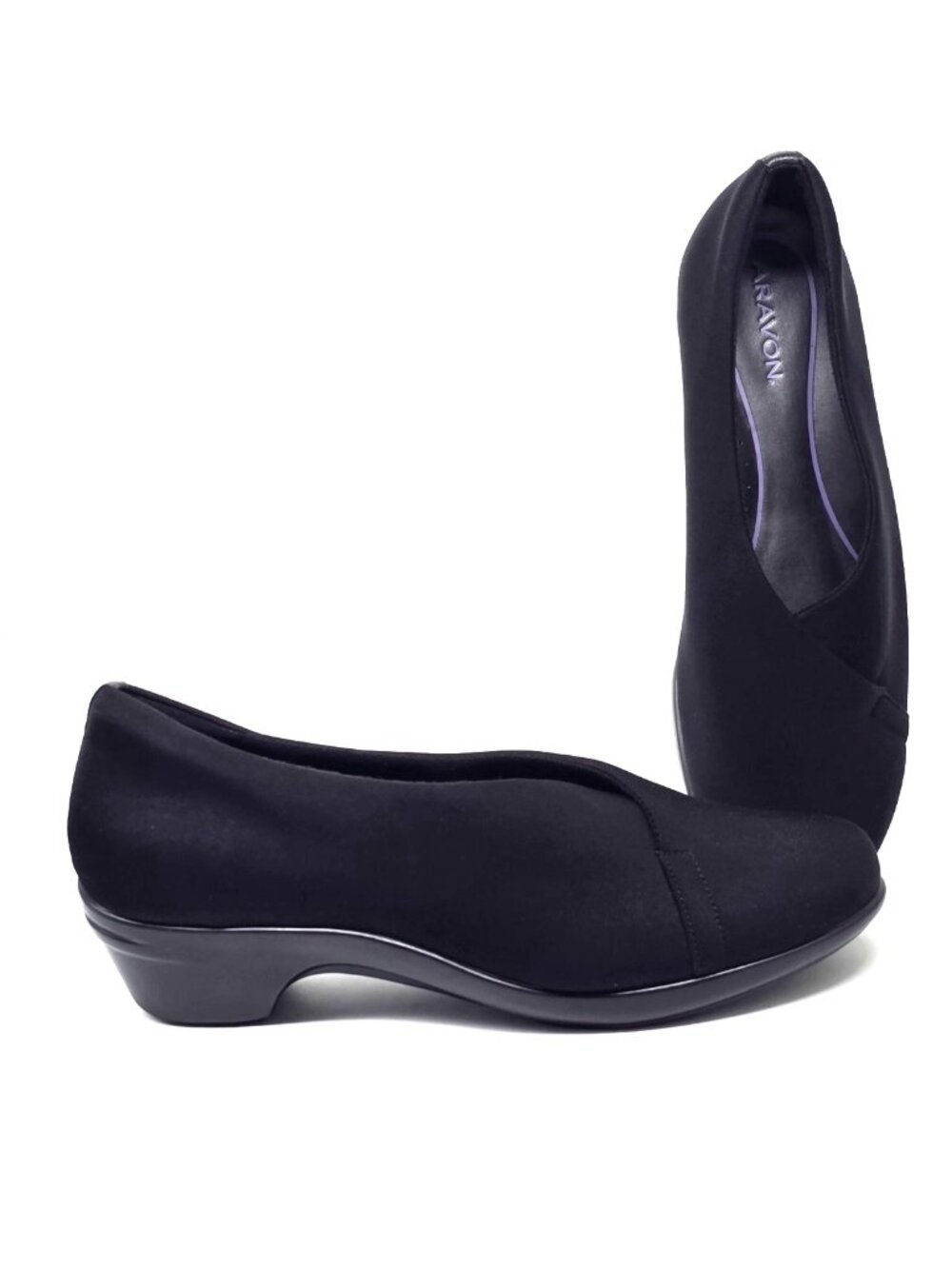 Aravon Pumps Black Stretch Fabric Slip on Comfort Casual Shoes Women's Size 13